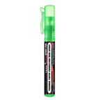 Privacy Eraser Spray Pen in green with cap and pocket clip on a white background
