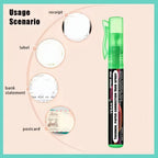 Privacy Eraser Spray Pen usage graphic with receipt, label, statement, and postcard examples