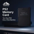 HighPeak PS2 Memory Card 128MB in black, designed for PS2 Slim to save games and unlock features.