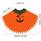 Pumpkin Poncho Costume Set adult one-size flat measurements for width, length, and top opening