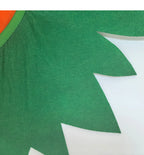 Pumpkin Poncho Costume Set vertical close-up showing the green collar texture and pointed leaf trim