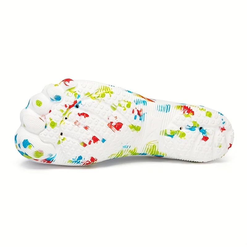 Quick-Dry Water Shoes white outsole showing raised tread and red, blue, and green accents.