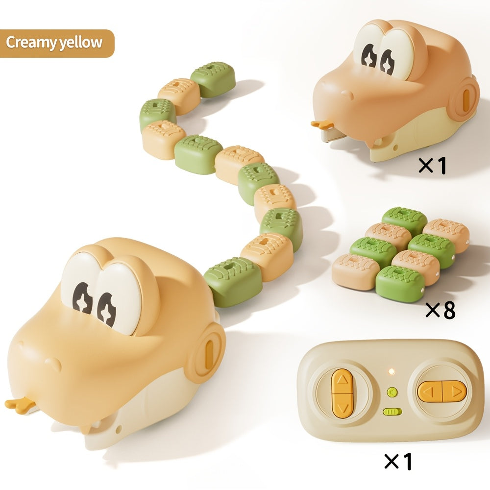 RC Snake Battle Game beige snake set showing one snake, one controller and eight magnetic collection pieces