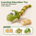 RC Snake Battle Game green snake with its tail and a contents panel labeling one remote, eight pieces and one snake