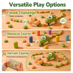 RC Snake Battle Game three illustrated play ideas showing a timed challenge, obstacle course and marked play area