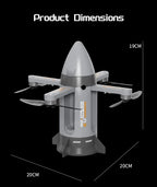 Gray RC Spaceship Rocket Toy dimension diagram showing 20 by 20 by 19 centimeters