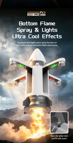 White RC rocket light-and-mist illustration with close-up showing water added to the inlet