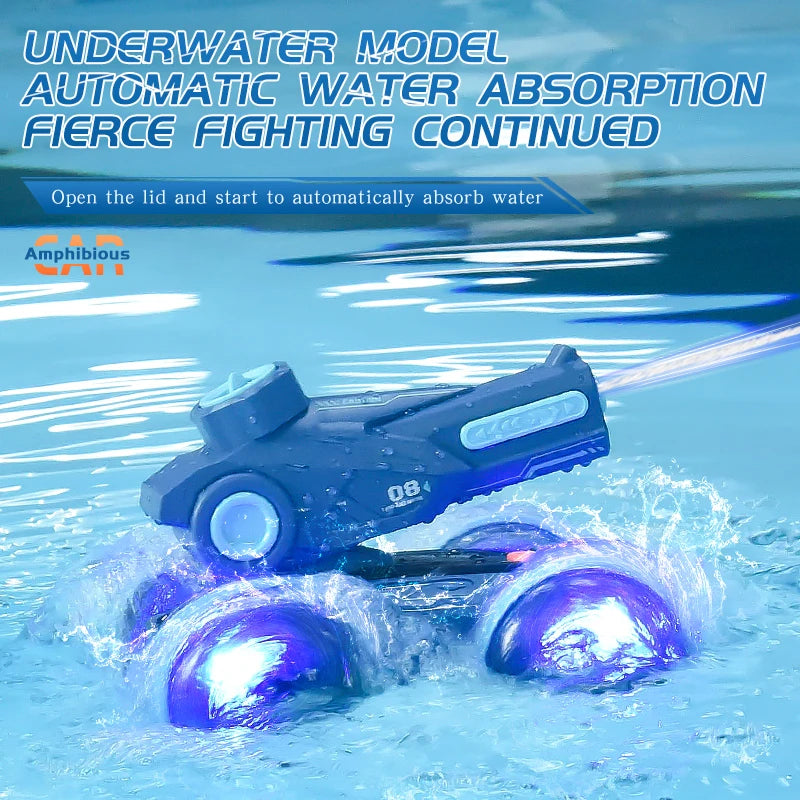 RC Water Cannon Robot blue vehicle in a pool on a supplier card illustrating automatic water refill