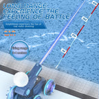 RC Water Cannon Robot blue vehicle with a supplier spray-distance diagram marked from one to four meters