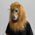 Realistic Deluxe Lion Mask in Light Brown at an angled front view showing the muzzle and eye openings