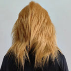 Realistic Deluxe Lion Mask in Light Brown viewed from behind, showing the mane over the shoulders