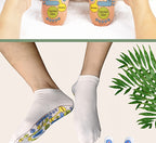 Short reflexology socks displayed in a relaxing botanical lifestyle collage