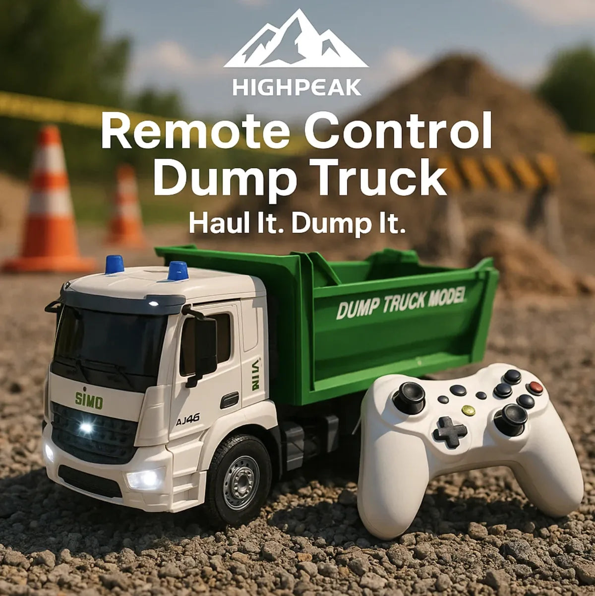 Remote Control Garbage HighPeak Remote Control Garbage Truck – 1:12 Alloy RC Toy for Kids