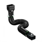 Retractable Downspout Extension in black showing an S-shaped bend and rectangular end adapters