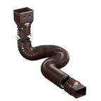 Retractable Downspout Extension in brown showing corrugated bends and arrows at both adapter connections