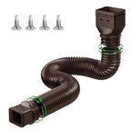 Retractable Downspout Extension in brown with four screws and arrows indicating removable end adapters
