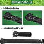 Retractable Downspout Extension diagram showing removable adapters and hose extension with a 21–60-inch label
