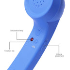Blue Retro Mobile Phone Handset close-up showing the function and volume controls