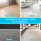 Reusable Rug Grippers floor guide showing wooden, marble, cement, and tile surfaces