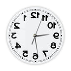 Reverse Number Wall Clock frameless acrylic variant with white face and bold black reversed numerals