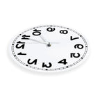 Frameless Reverse Number Wall Clock shown at a low profile angle