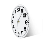 Frameless Reverse Number Wall Clock side profile showing the thin acrylic face