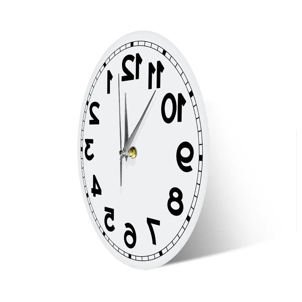 Frameless Reverse Number Wall Clock side profile showing the thin acrylic face