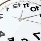 Close-up of the Reverse Number Wall Clock silver hands and reversed number face