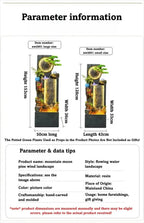 Rockery Water Fountain size comparison with Large and Small measurements and a note excluding potted plant props.