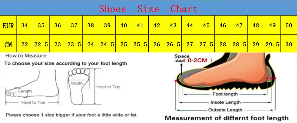 Supplier EU shoe size and foot-length chart for Roller-Inspired Street Sneakers, with foot measurement guidance