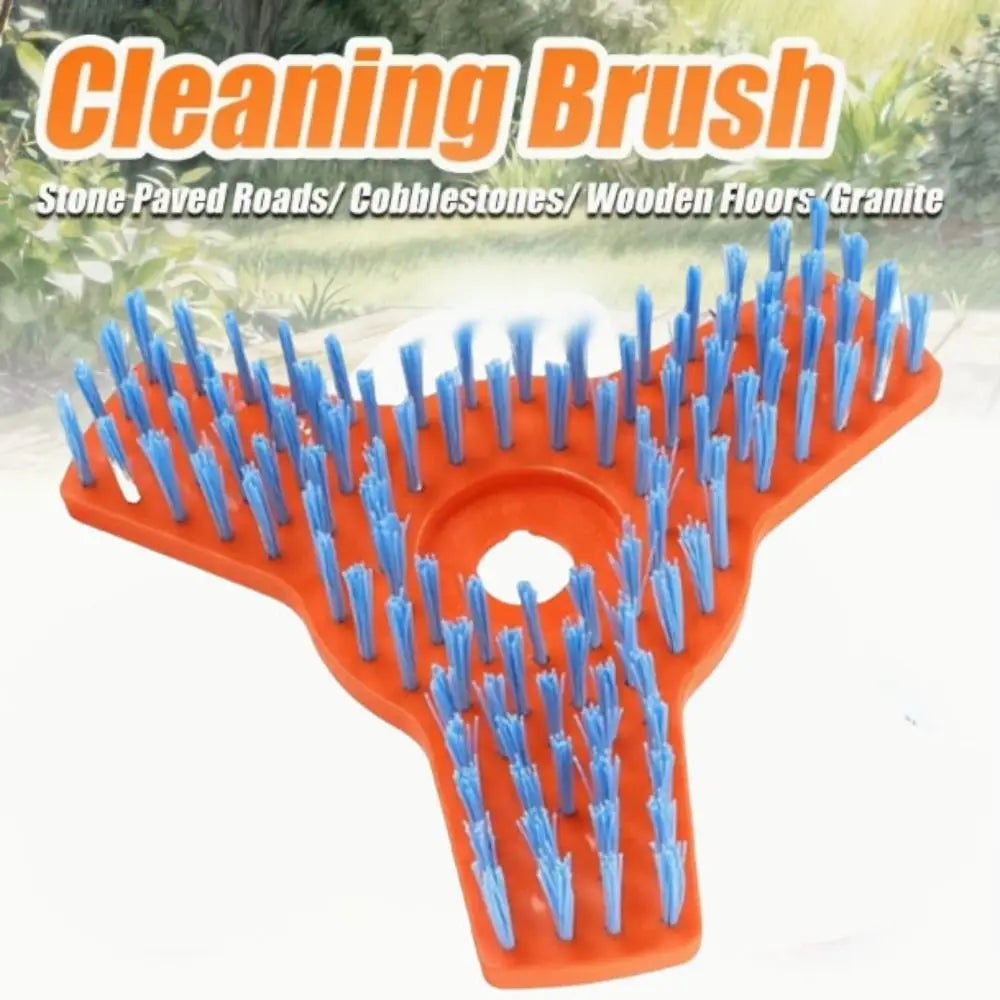Rotary Surface Cleaning Brush infographic listing stone, paved roads, cobblestone, wood, and granite