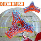 Rotary Surface Cleaning Brush shown rotating across gray outdoor paving in two cleaning views