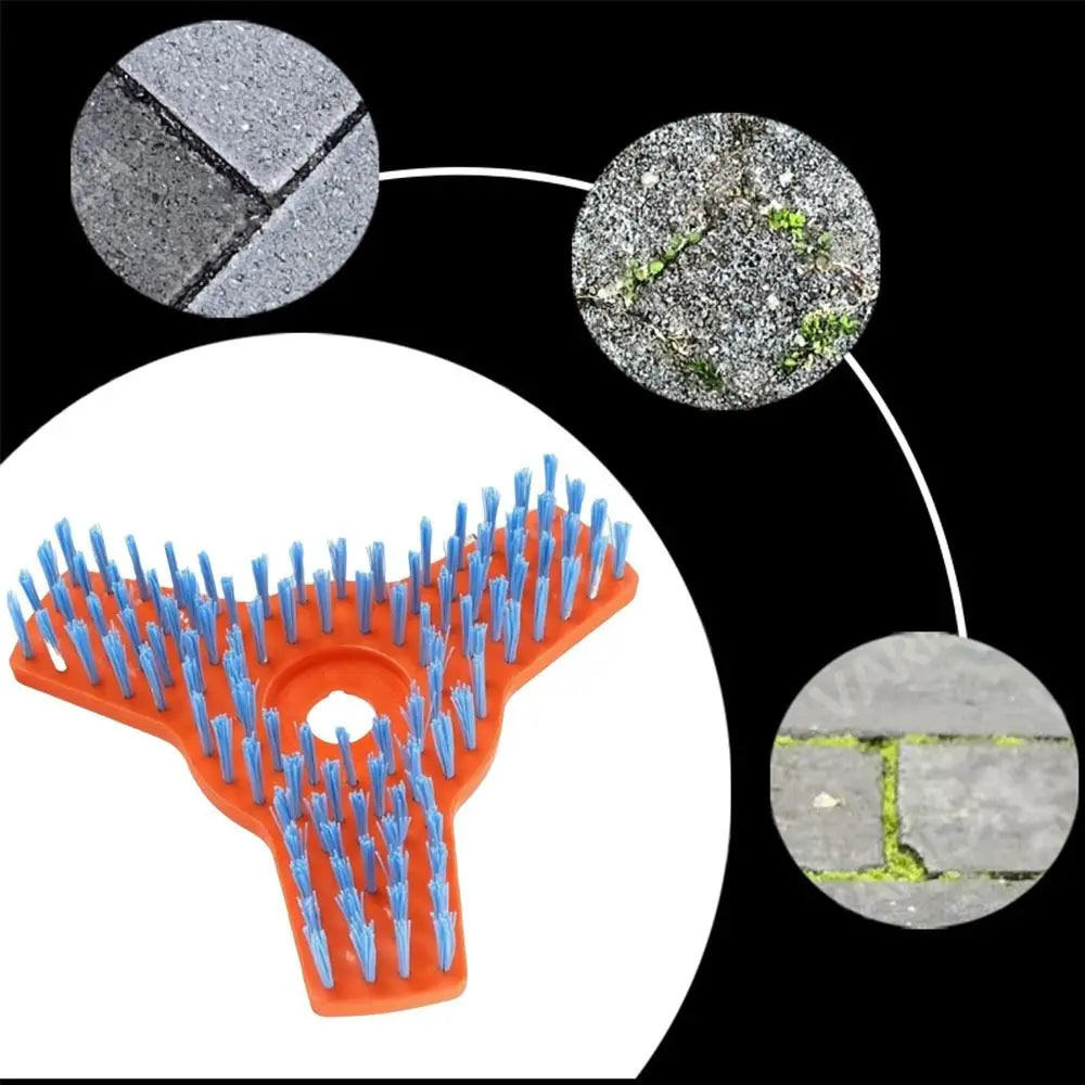 Rotary Surface Cleaning Brush beside examples of stone, cobblestone, wood, and granite surfaces