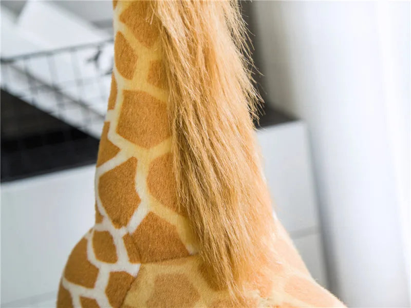 Safari Giraffe Stuffed Animal close-up of the shaggy mane along the patterned neck.