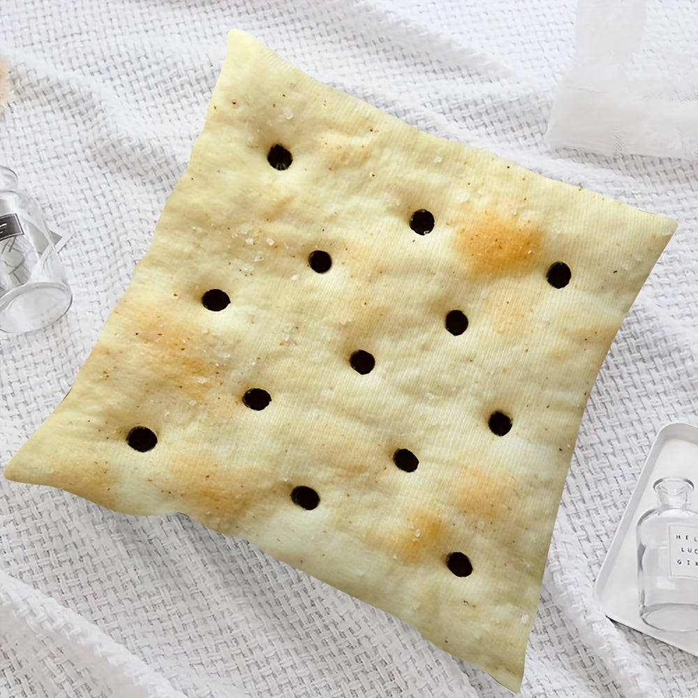 Saltine Cracker Pillow Cover styled diagonally on a light textured bed