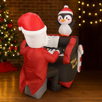 Santa Penguin Piano Inflatable rear close-up showing the printed keyboard, sheet music and penguin.
