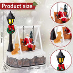 Santa Swing Christmas Scene dimension graphic with close-ups of Santa, dog and glowing lamppost