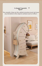 Sassy Pants Drawer Cabinet: Dashed line follows the curved cabinet body in a supplier design illustration.