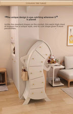 Sassy Pants Drawer Cabinet: Tall design panel showing the cabinet beside a sofa, bag, and side tray ornament.