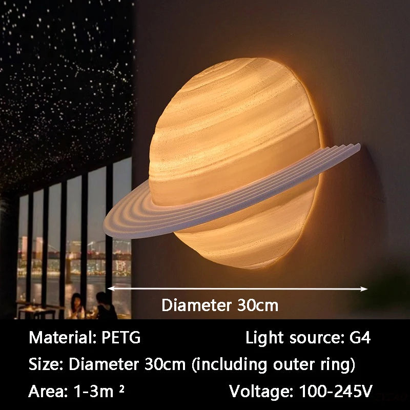 Saturn Hemisphere Wall Lamp size guide showing the 11.8in (30cm) diameter including the outer ring