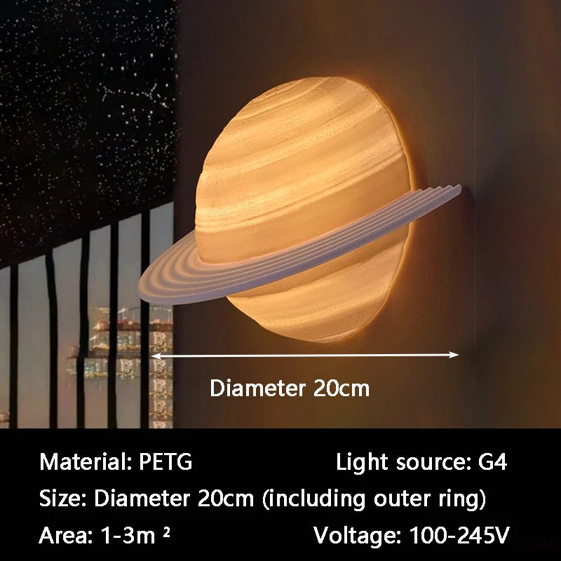 Saturn Hemisphere Wall Lamp size guide showing the 7.9in (20cm) diameter including the outer ring