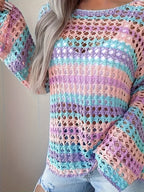 Seaside Sherbet Cover-Up close view highlighting the colorful semi-sheer knit texture