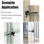 Self-Locking Gate Latch installed on a fence gate, indoor door, and pet enclosure