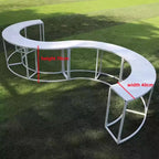 Serpentine Event Display Table white S-shaped table with 70 cm height and 40 cm tabletop width marked.