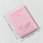 Signature Leather Passport Cover in Light Pink with a supplier diagram labeling its height and width.