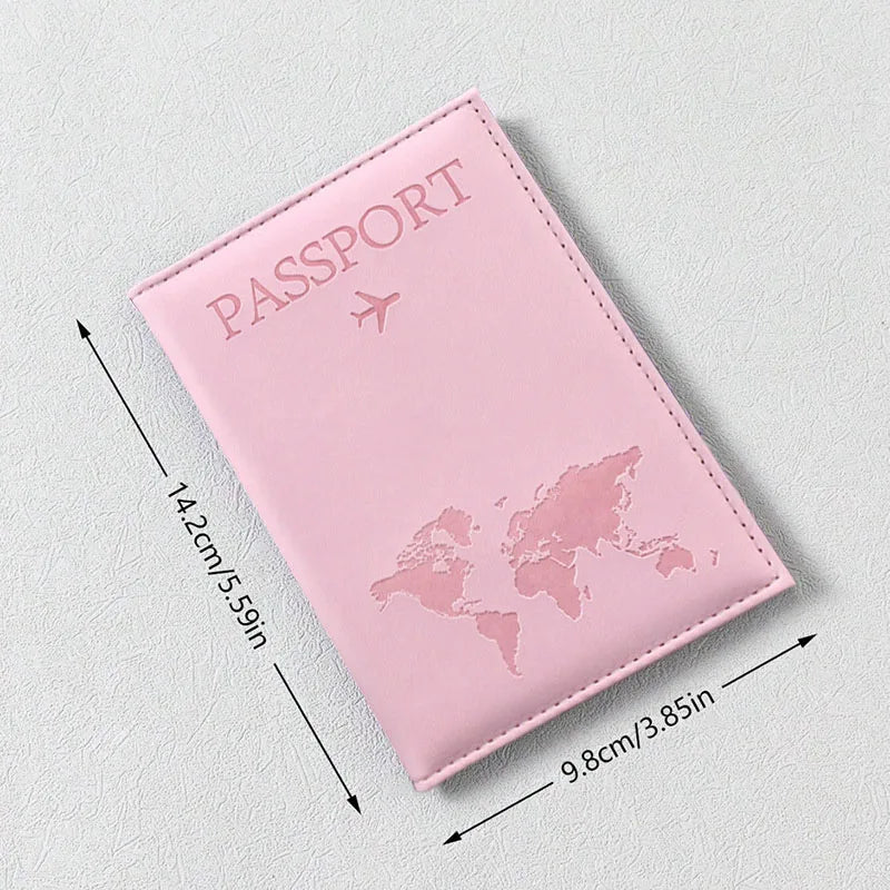 Signature Leather Passport Cover in Light Pink with a supplier diagram labeling its height and width.