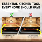 Silicone Oven Rack Covers with a placement graphic showing the rack edge as correct and the heating element as incorrect.