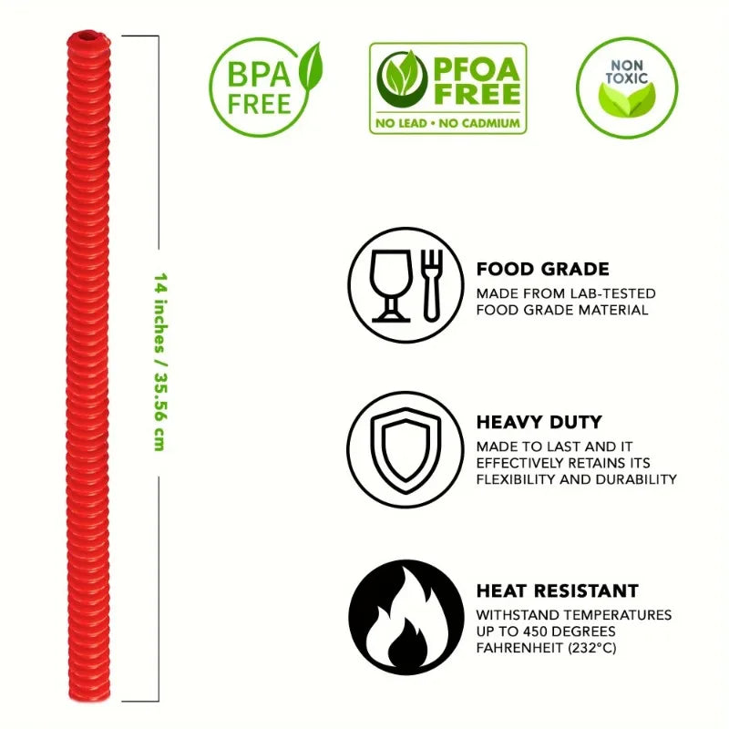 Silicone Oven Rack Covers with a supplier diagram labeling the red strip as 14 inches long and rated to 450°F.