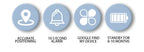 Smart Android Bluetooth Tracker — Supplier icons for location, alarm, app and standby features