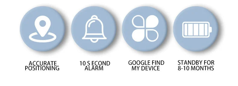Smart Android Bluetooth Tracker — Supplier icons for location, alarm, app and standby features